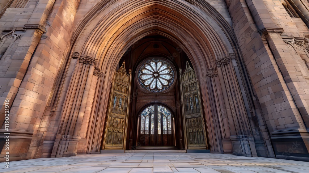 Fototapeta premium Grand cathedral entrance with rose window