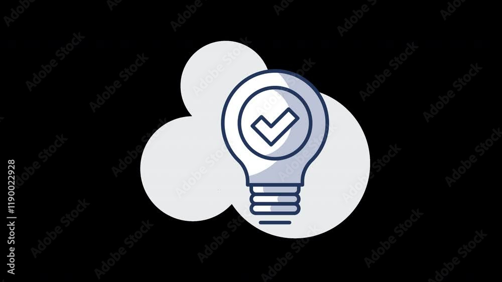 A light bulb with a check mark, symbolizing a good idea or solution in a minimalist style. A light bulb with a check mark, symbolizing a good idea or solution in a minimalist style.