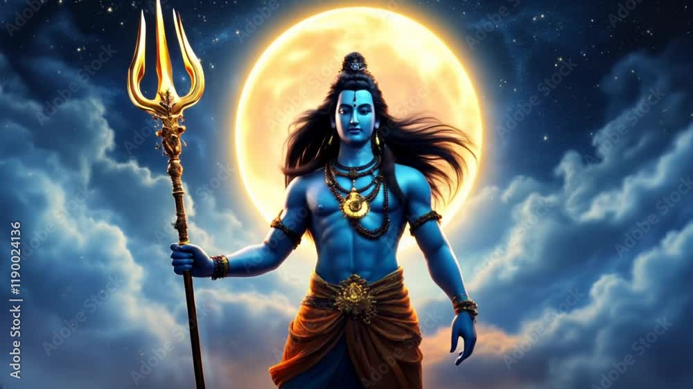 Lord Shiva: Majestic Night Scene
