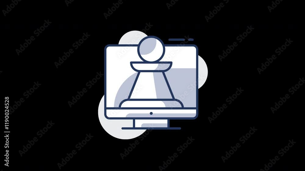 A stylized chess piece displayed on a computer screen, representing strategic thinking and online gaming. A stylized chess piece displayed on a computer screen, representing strategic thinking and online gaming.