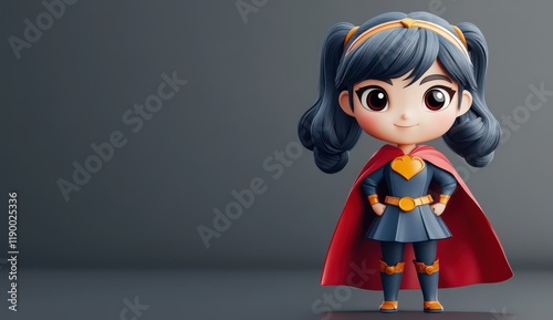 Adorable Supergirl: A 3D Render of a Cute Superhero Girl