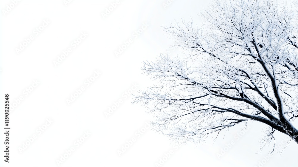 A snowcovered tree with intricate frost patterns, highdetail macro shot, artistic winter photography, isolated on white background A snowcovered tree with intricate frost patterns, highdetail macro shot, artistic winter photography, isolated on white background