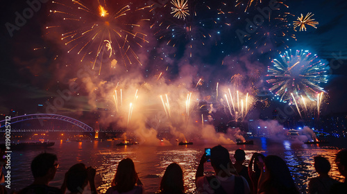 Joyful Fireworks Welcoming the New Year