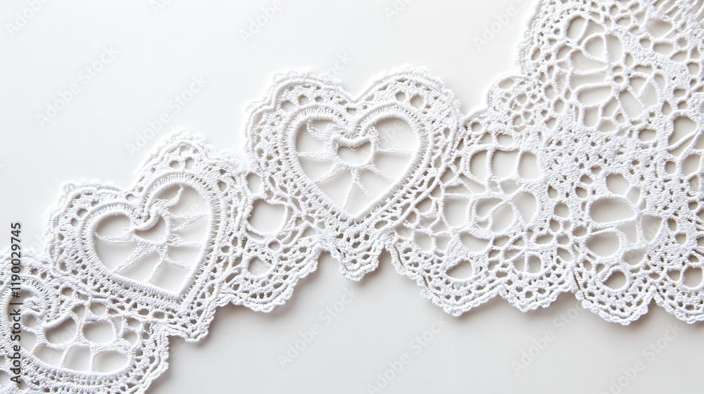 White Lace Trim with Heart Shaped Details White Lace Trim with Heart Shaped Details
