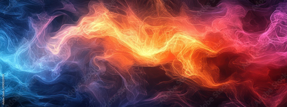 Fototapeta premium A vibrant abstract swirl of colors resembling flowing smoke or energy.