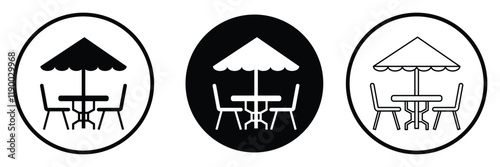 Camping table icon set. Terrace cafe icon set. Terrace cafe icon for web page, logo, banner, app etc. vector illustration eps 10. photo