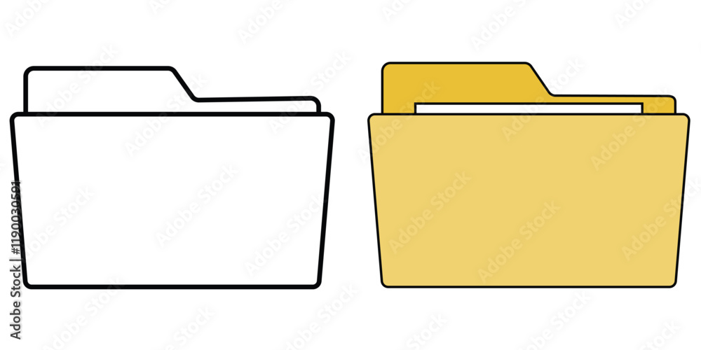 set of file folder icon. Minimalistic computer file folder with paper document inside icon set. eps 10. set of file folder icon. Minimalistic computer file folder with paper document inside icon set. eps 10.