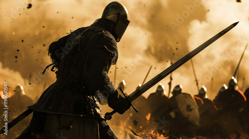 Sword Strike in Battle Scene