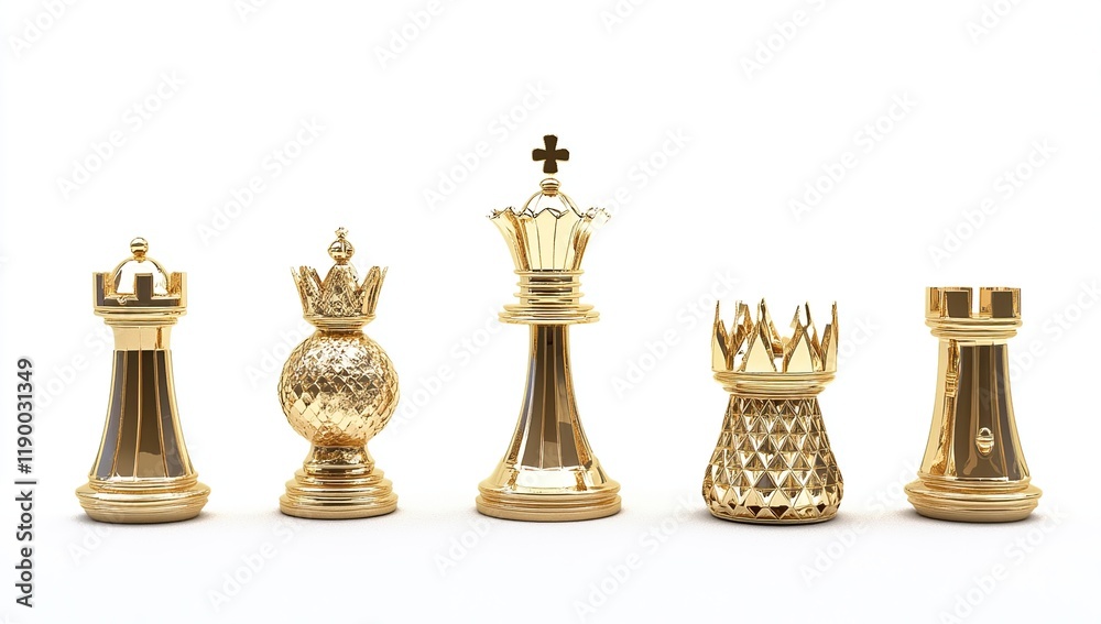 Golden Chess Pieces: Strategy Game, Royal Design, Luxury, Elegant, Intricate Detailing, Championship, Strategic Thinking, Masterful Moves Golden Chess Pieces: Strategy Game, Royal Design, Luxury, Elegant, Intricate Detailing, Championship, Strategic Thinking, Masterful Moves