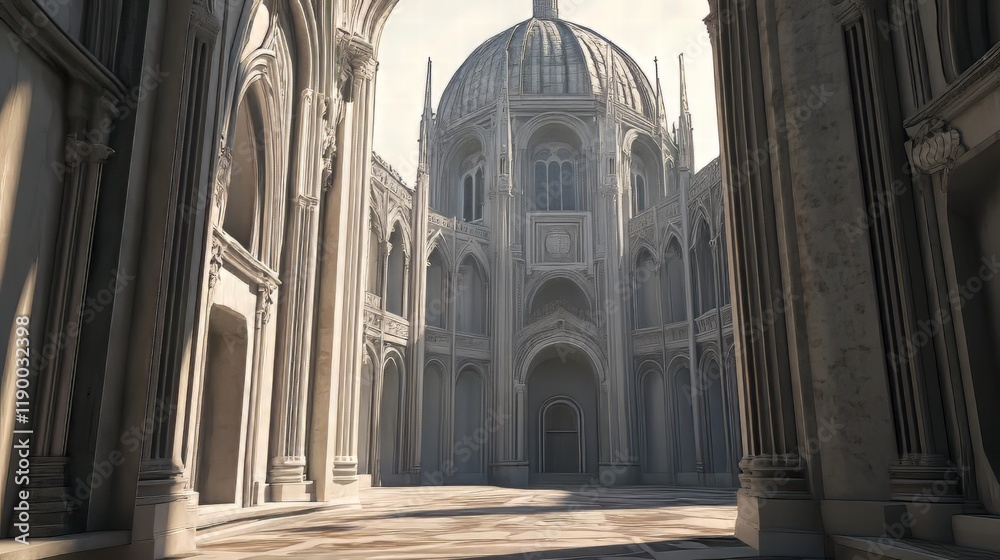 Fototapeta premium Grand Courtyard of a Stone Palace