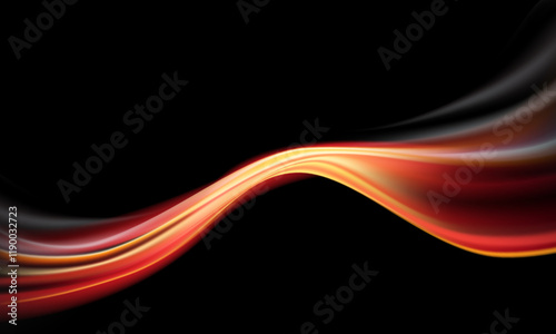 Abstract red fire line curve wave dynamic on black background vector