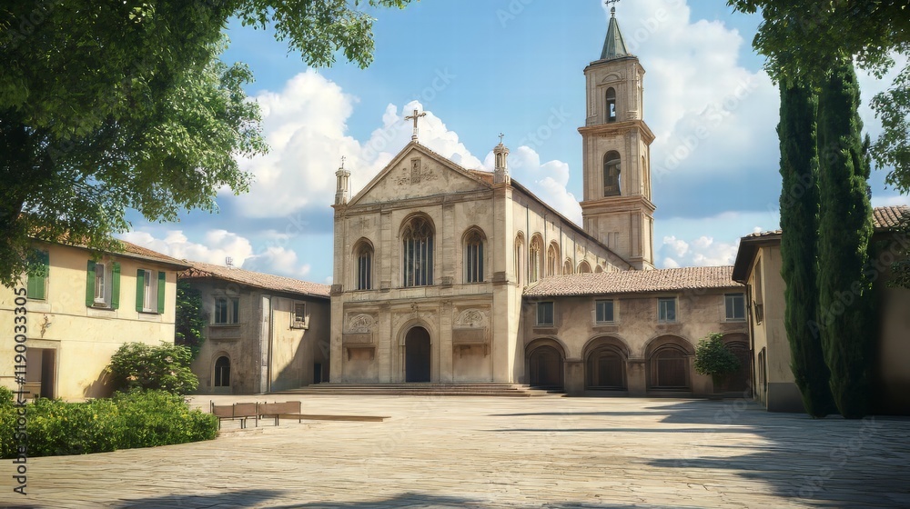 Fototapeta premium Historic church square in sunlight