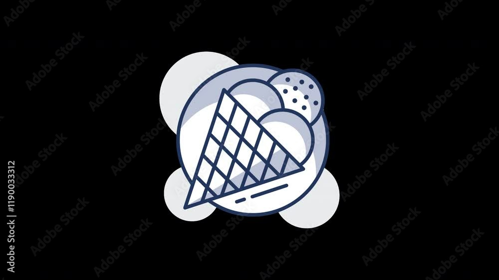 A simple, flat design of an ice cream cone with scoops and cookies, featuring a minimal color palette. A simple, flat design of an ice cream cone with scoops and cookies, featuring a minimal color palette.