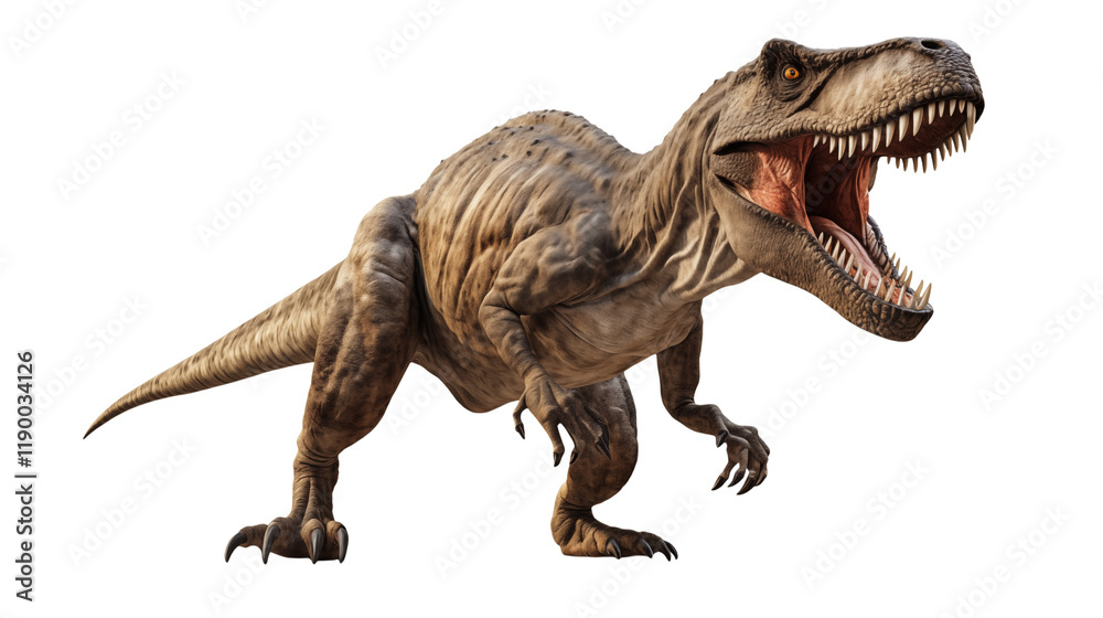 Fototapeta premium Fearsome Tyrannosaurus Rex Dinosaur on a transparent background 