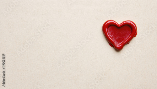 red wax heart seal on beige background evokes sense of romance and nostalgia