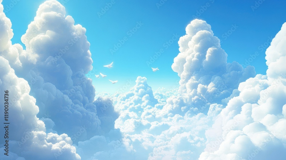 Heavenly Cloudscape: A Serene Flight Above the Cumulus Heavenly Cloudscape: A Serene Flight Above the Cumulus