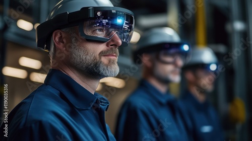 Scientists wearing augmented reality glasses working on new drug formulations 