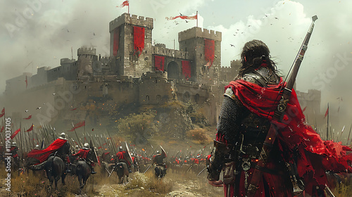 Epic Battle in Front of Castle
