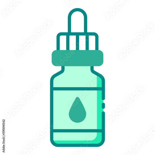 Beard oil dropper bottle green filled line icon symbolizing beard grooming and care