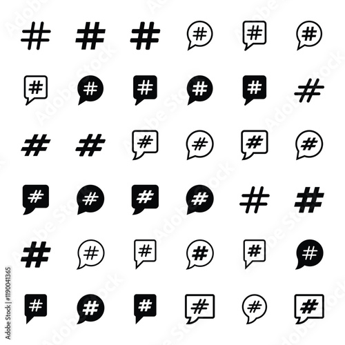 Set of hashtag icon symbol on white background