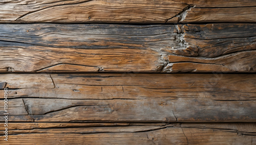 Weathered teak wood planks with natural grain texture suitable for backgrounds, textures, construction projects, rustic designs, and woodworking themes photo