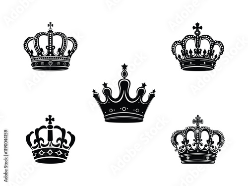 Royal Crown Silhouettes for Design Projects