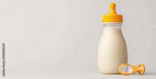 Infant Milk Bottle and Nipple:  A Clean and Simple Product Shot photo