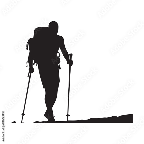 Hiking man Silhouettes. hiker with rucksacks and backpack silhouette.