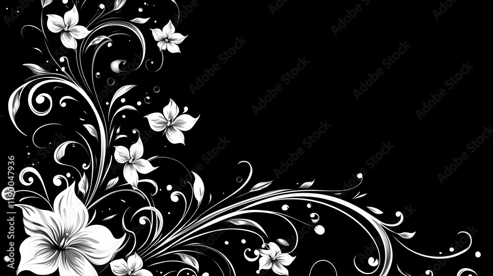 Elegant Black and White Floral Illustration Elegant Black and White Floral Illustration