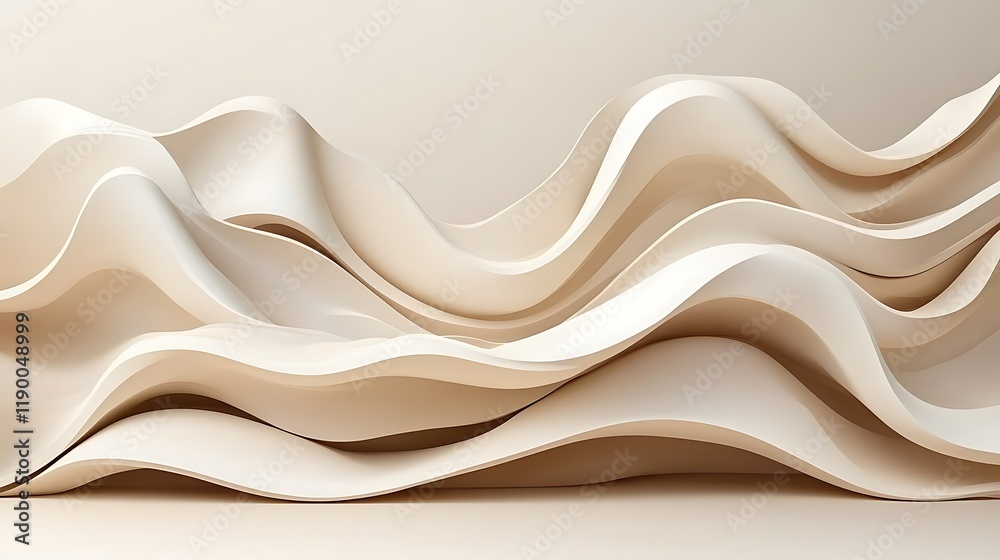 Obraz premium Abstract Beige Wave Form Composition Design