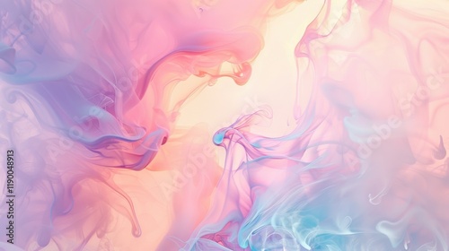 a ethereal dreamscape of pastel hues and flowing forms in an abstract artwork, No specific objects, white space in the center of the page for text