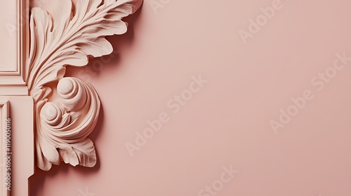 Elegant Pink Ornate Decorative Wall Detail photo