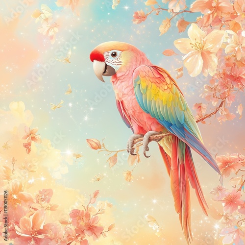 parrot on branch, generated ai