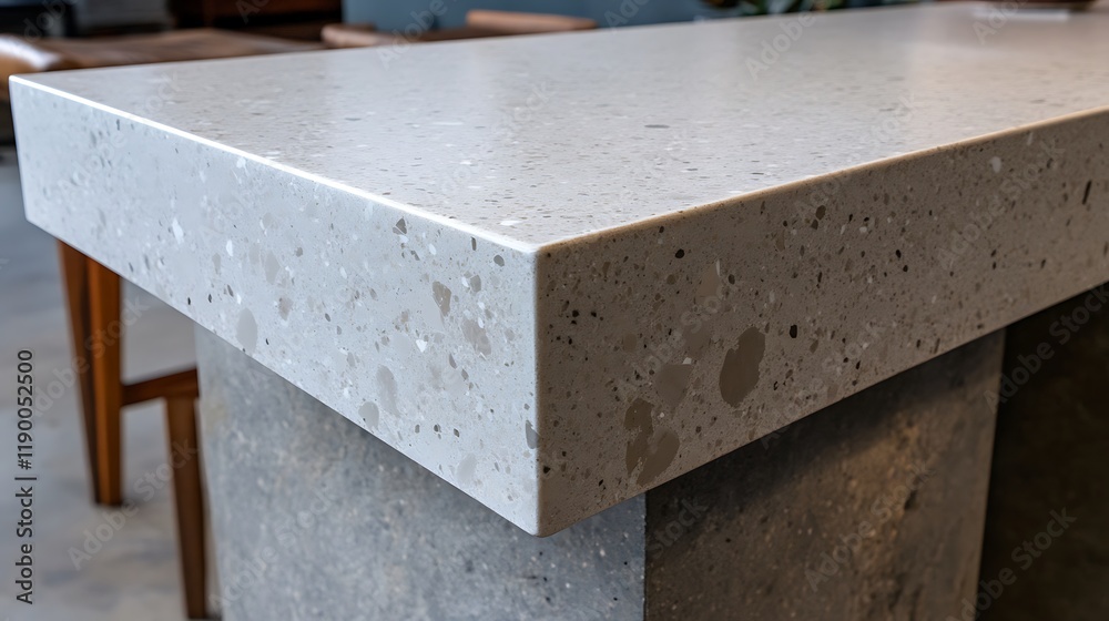Modern Concrete Countertop Detail Featuring Speckled Design Modern Concrete Countertop Detail Featuring Speckled Design