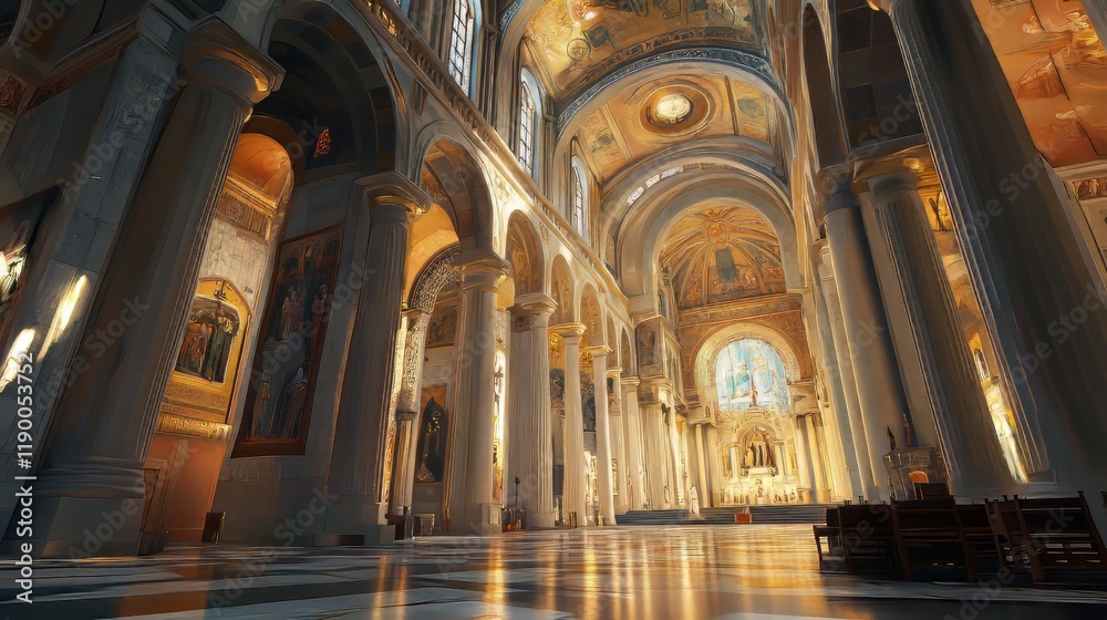 Fototapeta premium Grand Cathedral Interior Sunlight