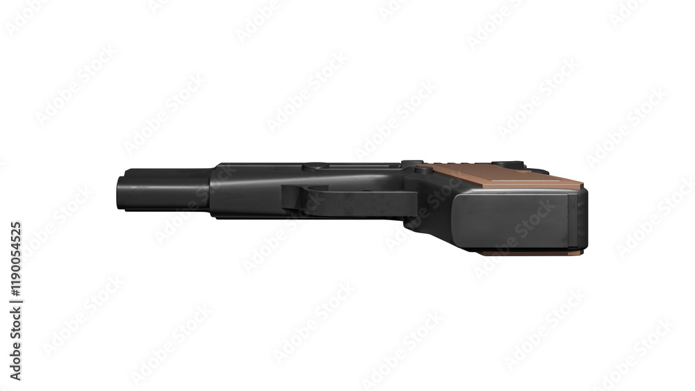 Pistol gun 3D render isolated on transparent background, PNG Pistol gun 3D render isolated on transparent background, PNG