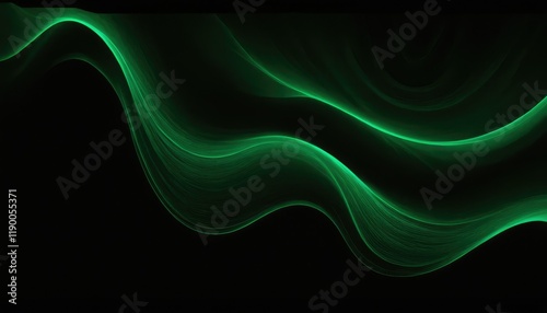 Green abstract wave. Magic line design. Flow curve motion element. Neon gradient wavy illiustration.
3