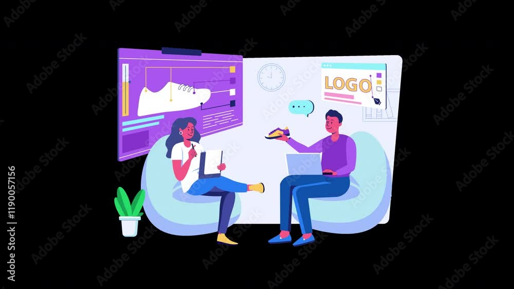 A diverse team collaborates on a shoe design, showcasing creativity and teamwork in a modern workspace. A diverse team collaborates on a shoe design, showcasing creativity and teamwork in a modern workspace.