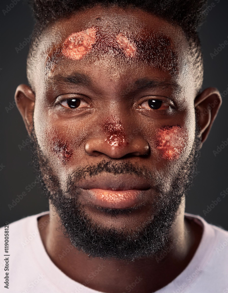 Obraz premium Necrotizing fasciitis on face