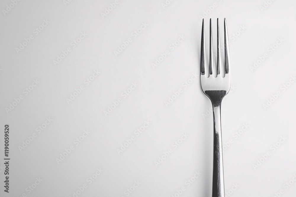An elegant stainless-steel fork is artfully displayed on a clean white background, perfect for culinary, kitchenware, or dining-themed visuals. An elegant stainless-steel fork is artfully displayed on a clean white background, perfect for culinary, kitchenware, or dining-themed visuals.
