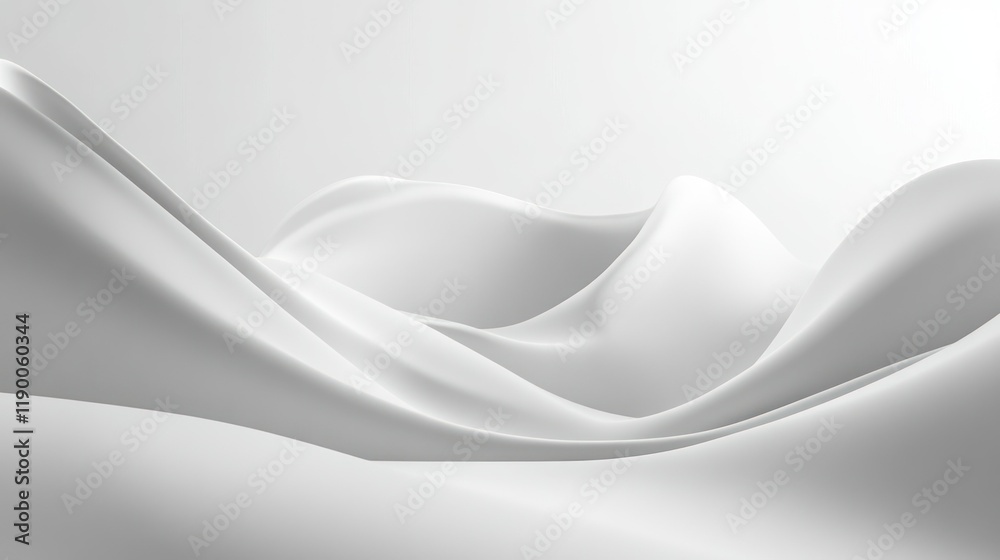 Abstract white fabric waves creating a serene and minimalist atmosphere. Abstract white fabric waves creating a serene and minimalist atmosphere.