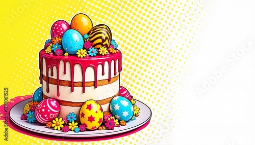 Delightful Scrumptious Cake Decorated with Colorful Easter Eggs for Festive Celebrations photo