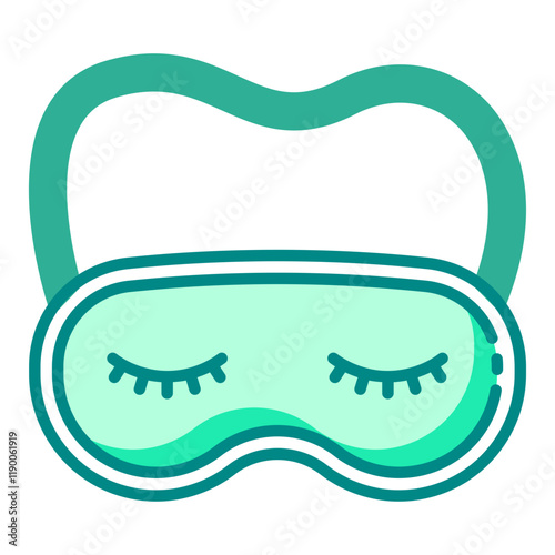 Sleeping mask green filled line icon for relaxation and better sleep