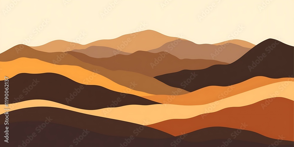 Fototapeta premium Golden hour mountain range landscape, serene sunset view, nature background