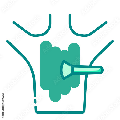 Body scrub treatment green filled line icon for smooth and rejuvenated skin