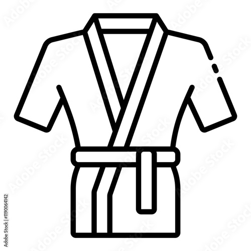 Soft bathrobe outline icon for spa, relaxation, or bathroom use