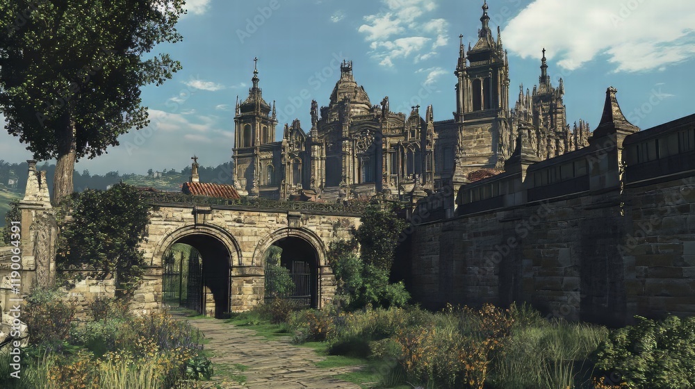Obraz premium Ancient cathedral and stone walls