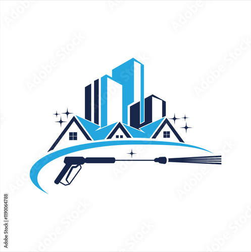 home washing  logo vector graphic of pressure power wash spray logo design template power washing illustration
