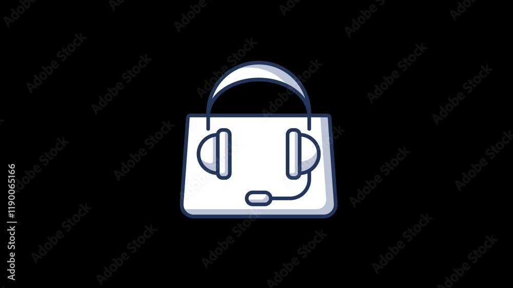 An illustration of a headset with a microphone against a black background. An illustration of a headset with a microphone against a black background.