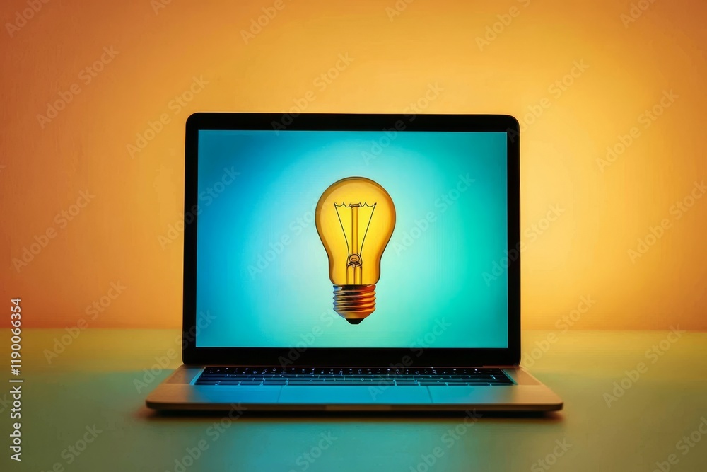 Digital illustration featuring a light bulb against a gradient background. Digital illustration featuring a light bulb against a gradient background.